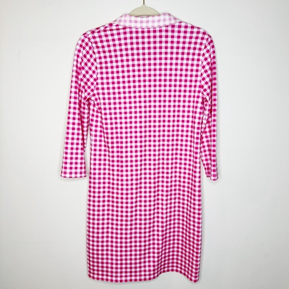 Draper James X Land's End Pink Gingham Polo Dress Quarter Sleeve Small - Picture 4 of 8